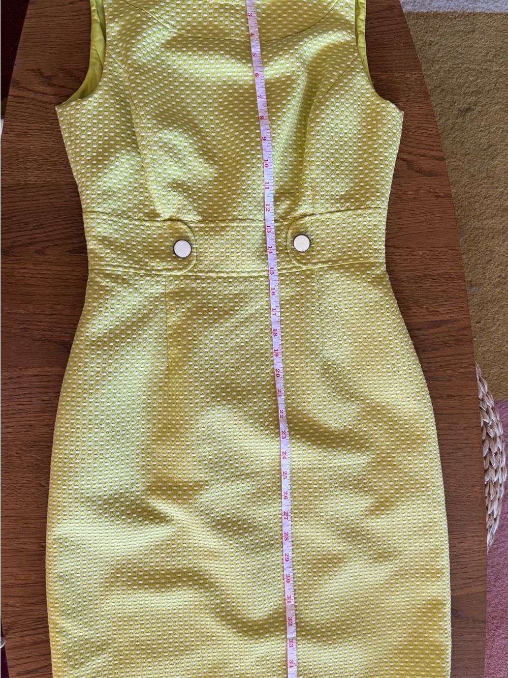 Tahari Yellow Textured Sleeveless Sheath Dress - Picture 5 of 8